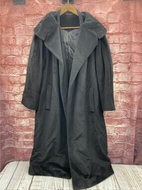 Blin & Blin Lilli Ann Vintage French Woolen Black Duster Coat Paris Chic Womens